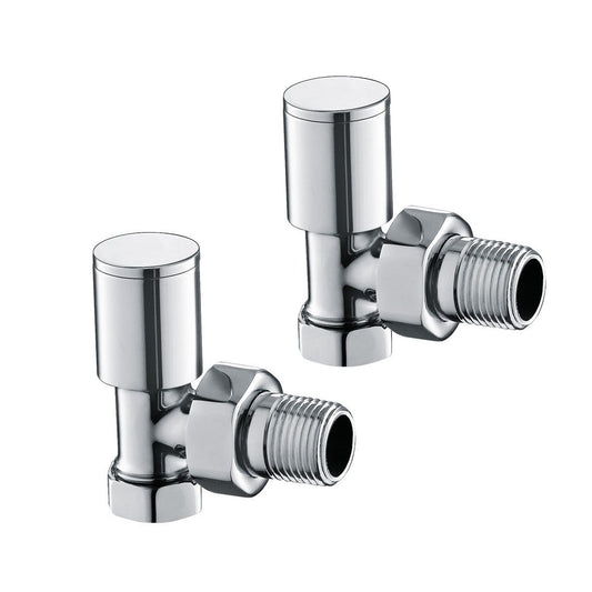Prima Radiator Valve Pair Angled Round (Chrome)