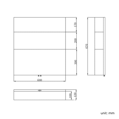 Delphi 670 x 600mm Stainless Steel Bathroom Mirror Cabinet Double Door