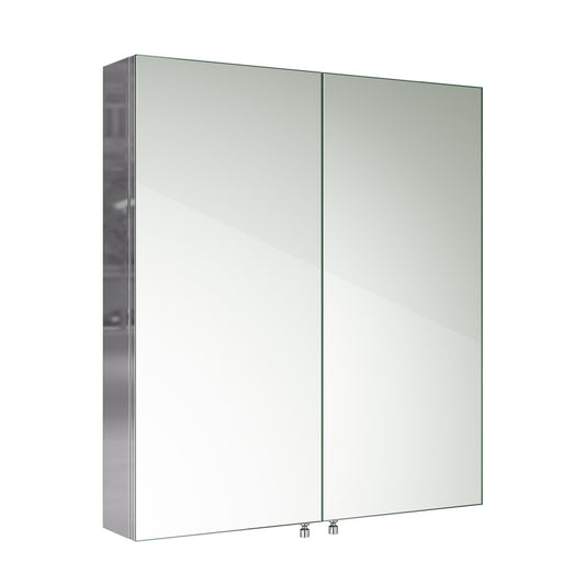 Delphi 670 x 600mm Stainless Steel Bathroom Mirror Cabinet Double Door