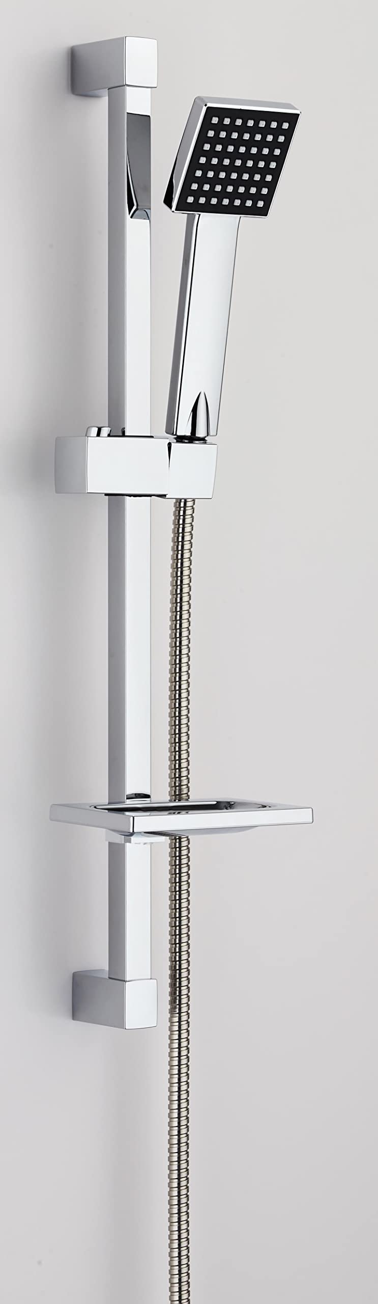 Cubix Square Shower Rail kit with soap dish - Chrome