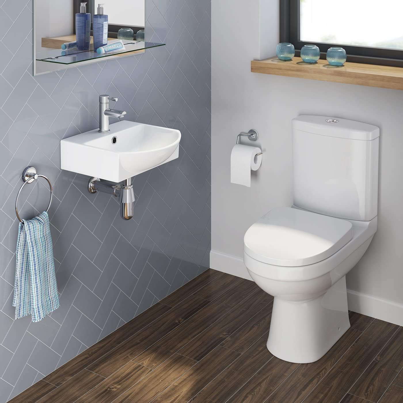 Pilsen Wall Hung Curved Counter Top Ceramic Wash Basin White 350x350x120mm