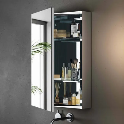 Delphi 600 x 400mm Stainless Steel Bathroom Mirror Cabinet Single Door