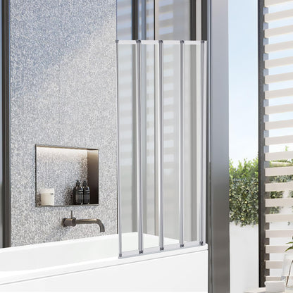 Compact 4-Fold Concertina Bath Screen - 1400x800mm - Chrome