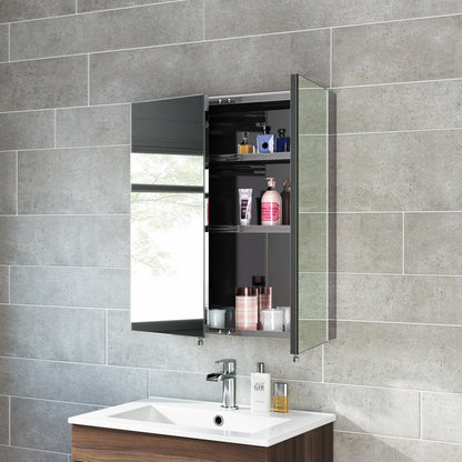 Delphi 670 x 600mm Stainless Steel Bathroom Mirror Cabinet Double Door