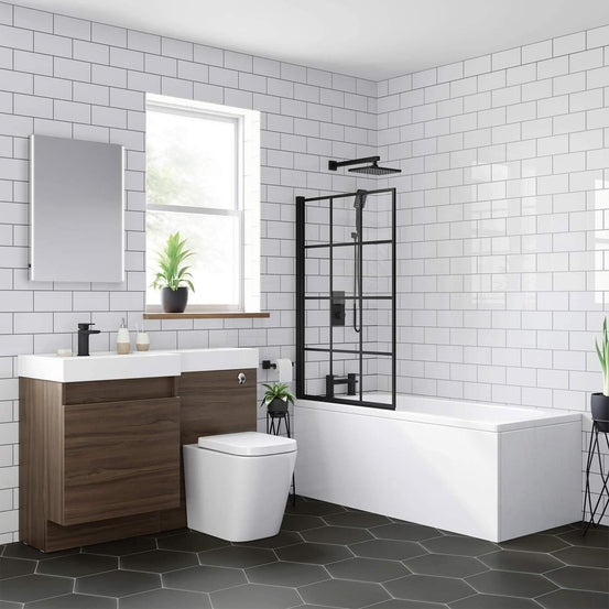 Boxa Black Crittall Bath Screen 1400x800mm