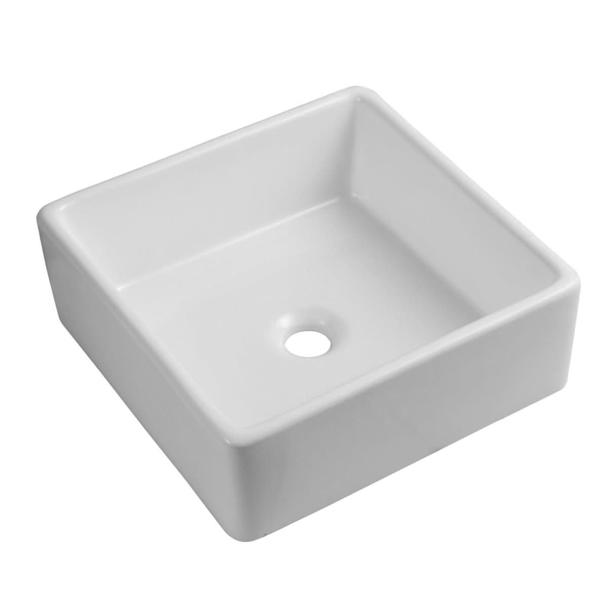 Presto Square Ceramic Cloakroom Countertop Basin White 380x380x135mm