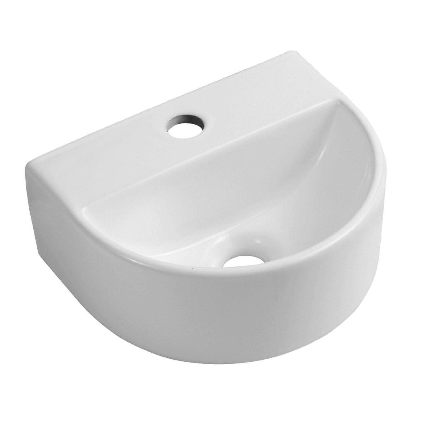 Maze Round Ceramic Small Cloakroom Compact Basin White 305x255x120mm