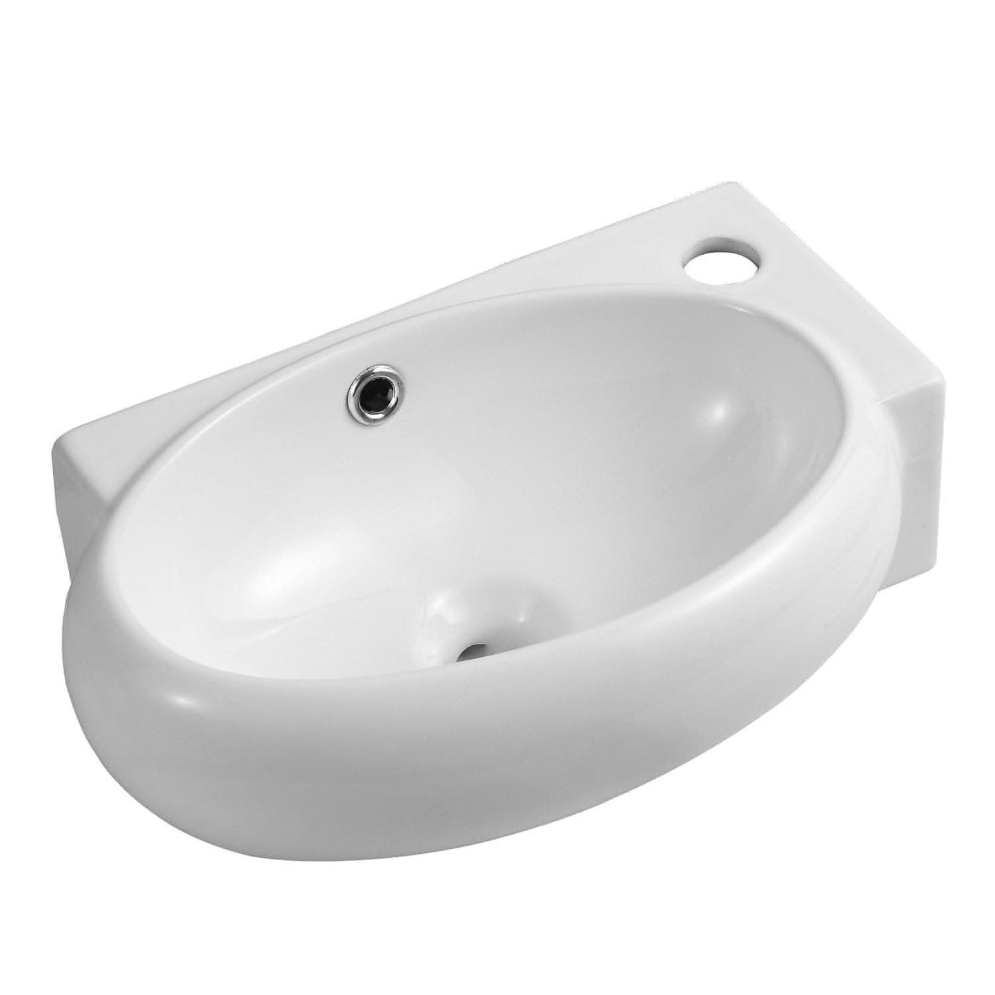 Karnak Oval Ceramic Wall Hung Cloakroom Basin - 430x285x140mm
