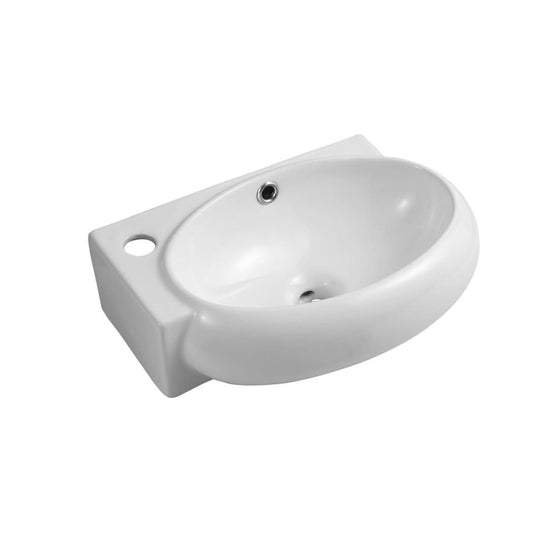 Karnak Oval Ceramic Wall Hung Cloakroom Basin - 430x285x140mm