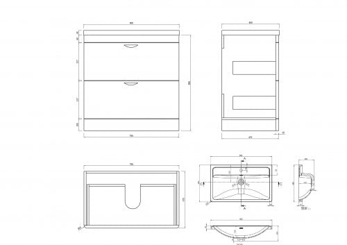 Apollo 800 FS Unit and Polymarble Basin White