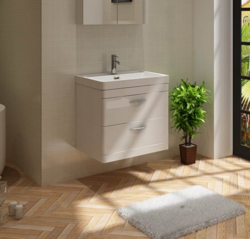 Apollo 600 Wall Hung Unit and Polymarble Basin White