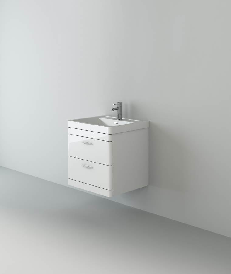 Apollo 600 Wall Hung Unit and Polymarble Basin White