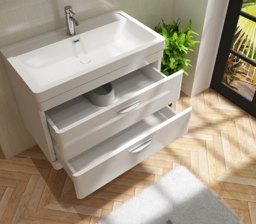 Apollo 800 Wall Hung Unit and Polymarble Basin White