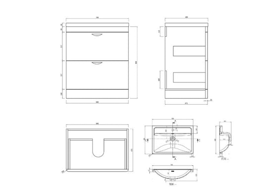 Apollo 700 FS Unit and Ceramic Basin White
