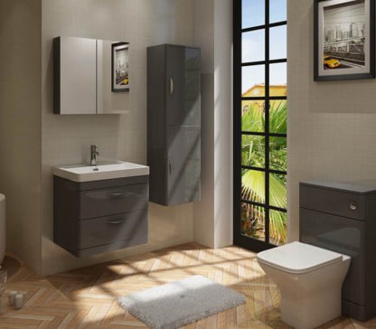 Apollo 500mm Wall Hung Unit & Ceramic Basin - Anthracite Grey