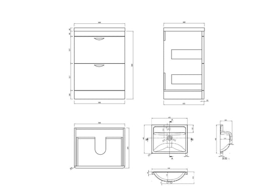 Apollo 600 FS Unit And Ceramic Basin Grey Gloss