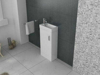 Mini 400mm Cloakroom Unit and Basin - Gloss White