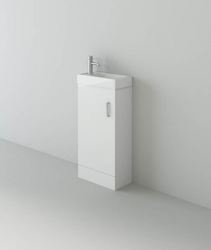 Mini 400mm Cloakroom Unit and Basin - Gloss White