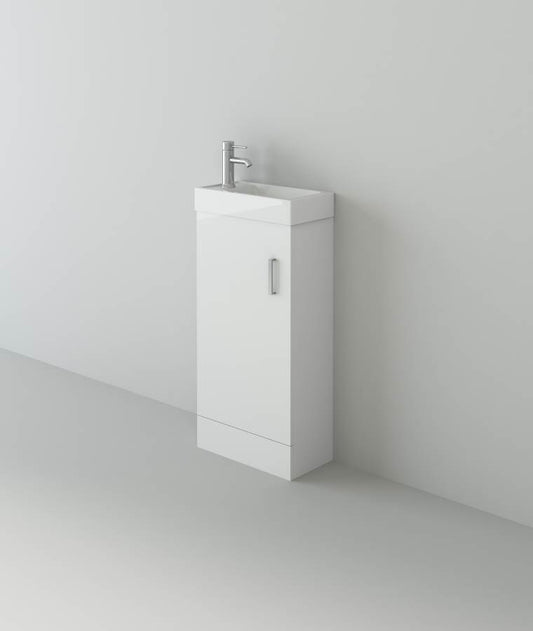 Mini 400mm Cloakroom Unit and Basin - Gloss White