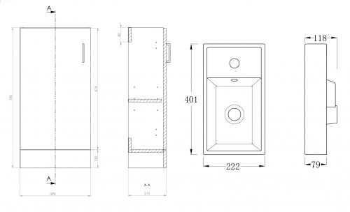 Mini 400mm Cloakroom Unit and Basin - Gloss White