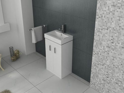 Cube 450mm Cloakroom Unit and basin - Gloss White