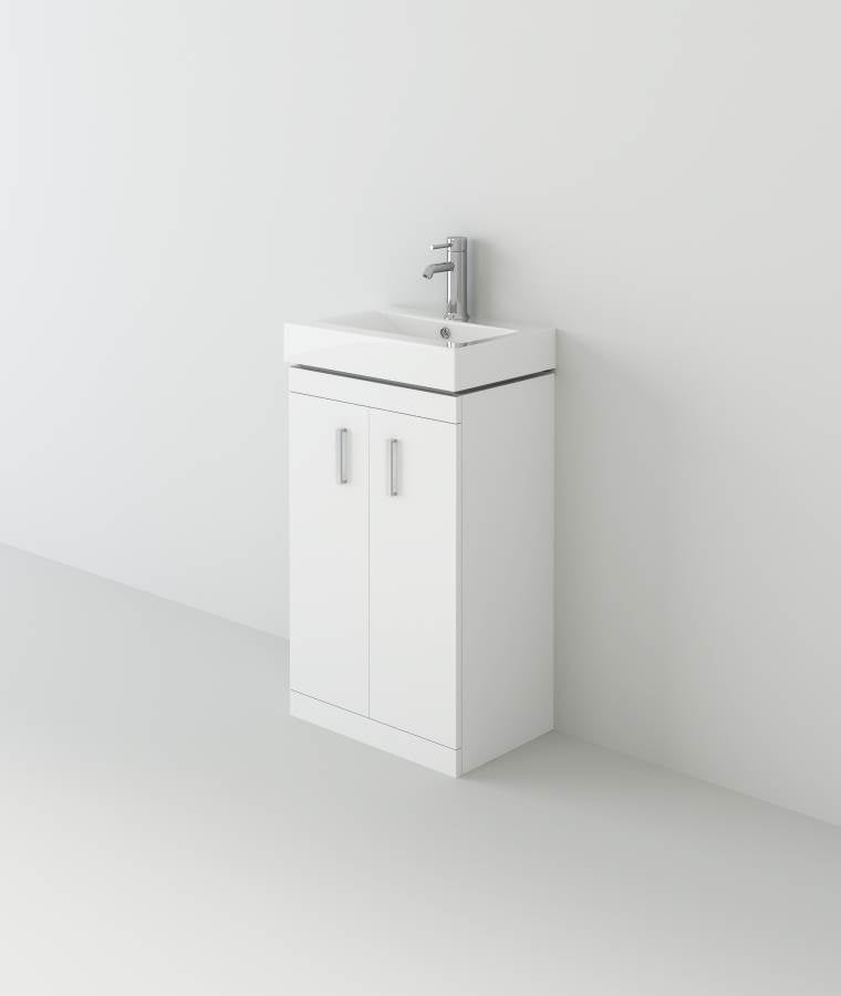 Cube 450mm Cloakroom Unit and basin - Gloss White