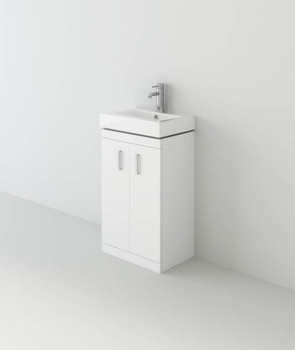 Cube 450mm Cloakroom Unit and basin - Gloss White
