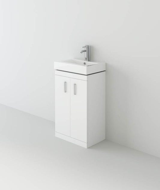 Cube 450mm Cloakroom Unit and basin - Gloss White