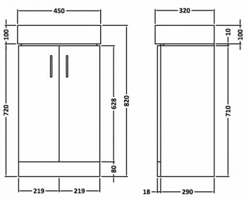 Cube 450mm Cloakroom Unit and basin - Gloss White