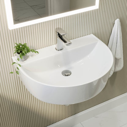 Malmo Curved Ceramic Wall Hung Cloakroom Basin White 445x330x155mm