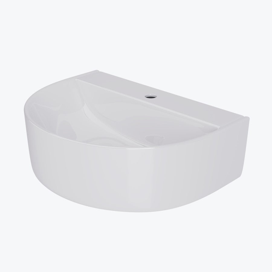 Malmo Curved Ceramic Wall Hung Cloakroom Basin White 445x330x155mm