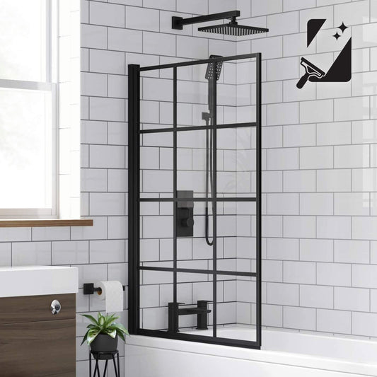 Boxa Black Crittall Bath Screen 1400x800mm