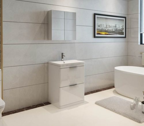 Comet 600 Waterproof Vanity with Ceramic Basin- White