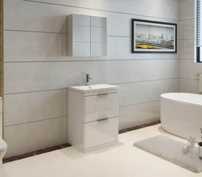 Comet 600 Waterproof Vanity with Ceramic Basin- White