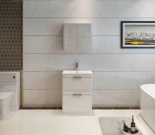 Comet 600 Waterproof Vanity with Ceramic Basin- White