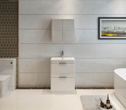 Comet 600 Waterproof Vanity with Ceramic Basin- White