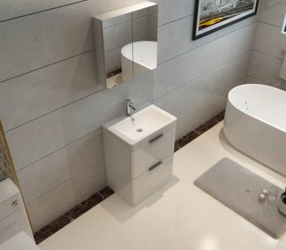 Comet 600 Waterproof Vanity with Ceramic Basin- White