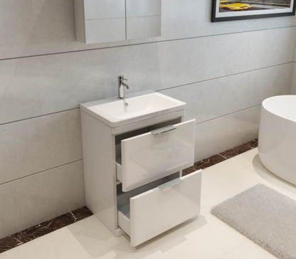 Comet 600 Waterproof Vanity with Ceramic Basin- White