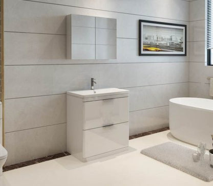 Comet 750 Waterproof Vanity with Ceramic Basin- White