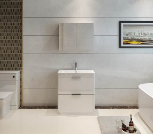 Comet 750 Waterproof Vanity with Ceramic Basin- White