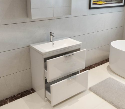 Comet 750 Waterproof Vanity with Ceramic Basin- White