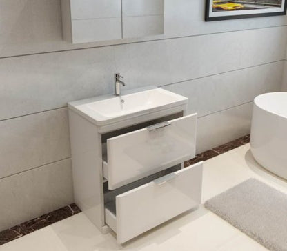 Comet 750 Waterproof Vanity with Ceramic Basin- White