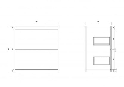 Comet 750 Waterproof Vanity with Ceramic Basin- White