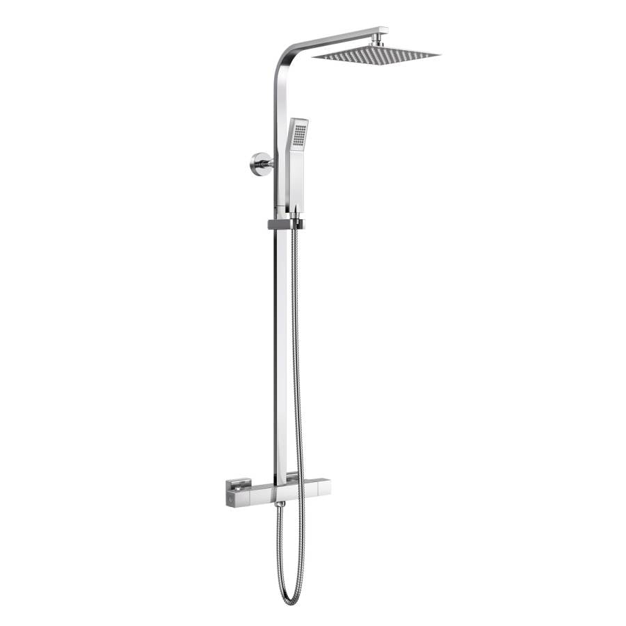 Cosmo Thermostatic Square Exposed Telescopic Twin Shower with thin SS Head - Chrome