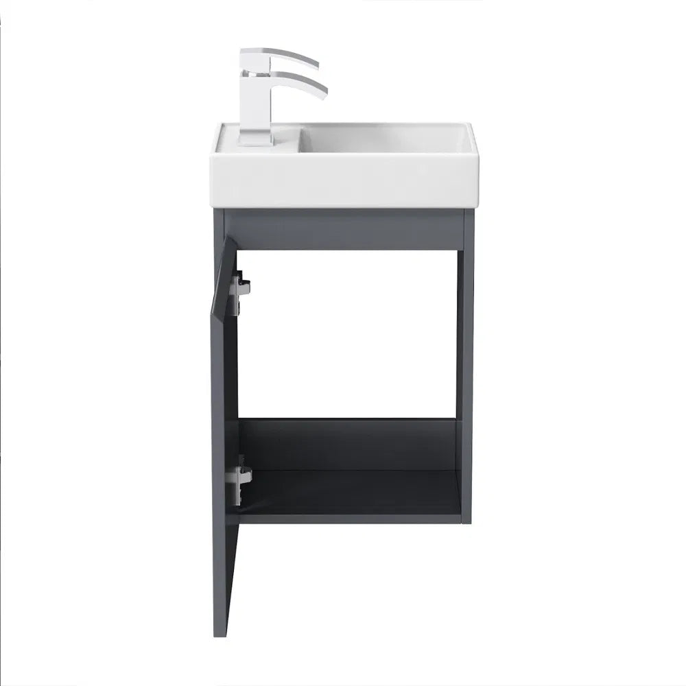 Denville 400 Wall Hung Cloakroom Unit & Basin - Anthracite Grey Gloss
