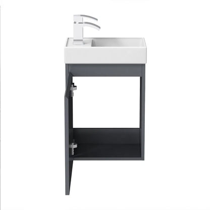 Denville 400 Wall Hung Cloakroom Unit & Basin - Anthracite Grey Gloss