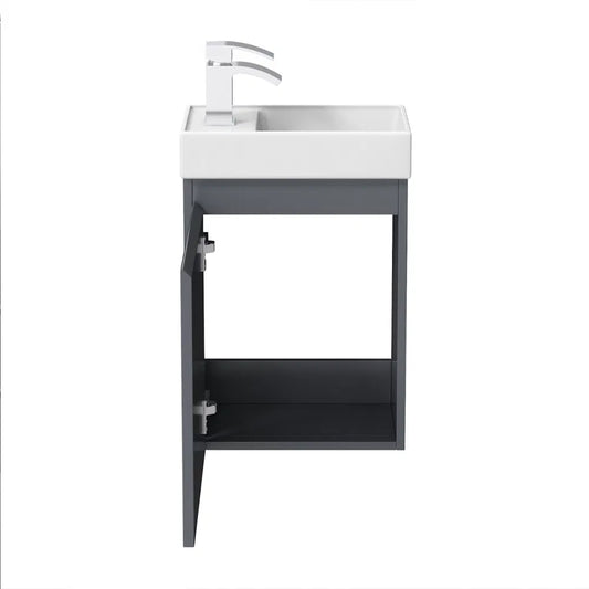 Denville 400 Wall Hung Cloakroom Unit & Basin - Anthracite Grey Gloss