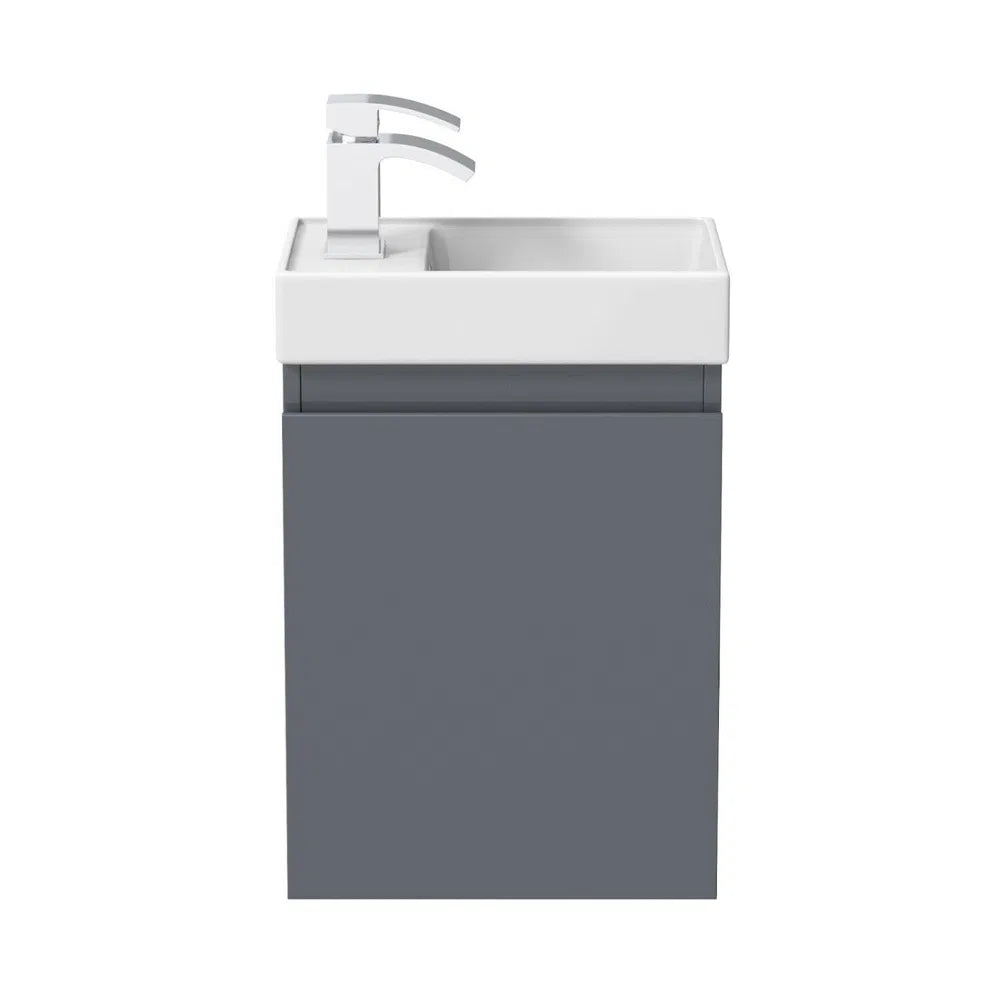 Denville 400 Wall Hung Cloakroom Unit & Basin - Anthracite Grey Gloss