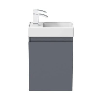 Denville 400 Wall Hung Cloakroom Unit & Basin - Anthracite Grey Gloss