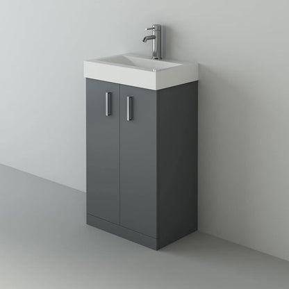 Cube 450mm Cloakroom Unit and basin - Anthracite Grey Gloss